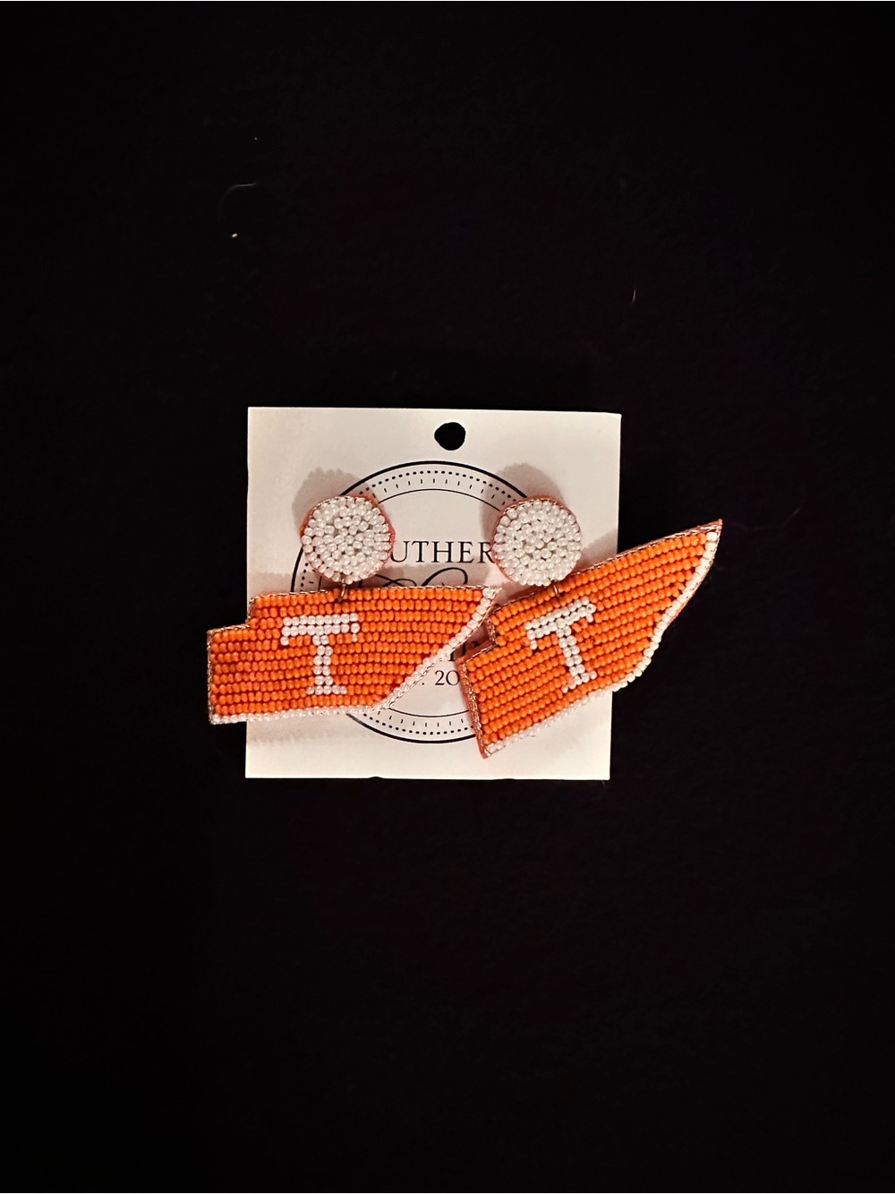 Orange Tennessee beaded earrings